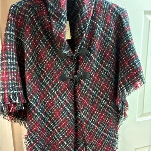St. John's Bay Multicolor Plaid Cape